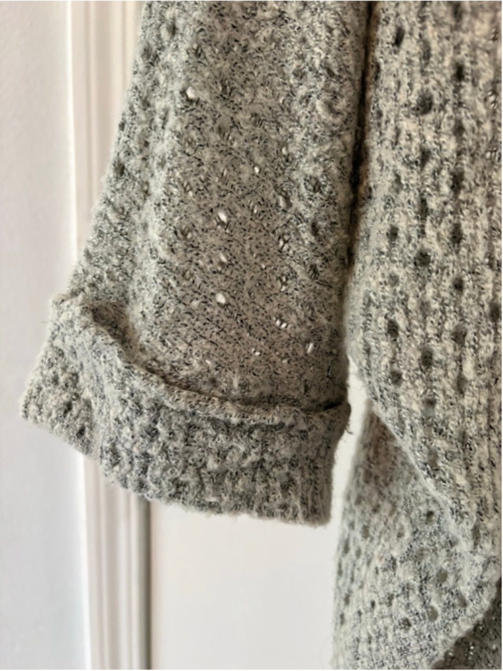 Cotton On Open Knit Cocoon Cardigan Sweater Grey/Beige Boho Size S - Picture 3 of 13